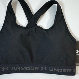Under Armour Black Racerback Sports Bra with Logo Band Women’s Large
